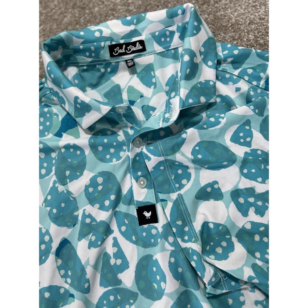 BAD BIRDIE Men's 2XL Bam Bam Teal Blue Short Sleeve Performance Golf Polo